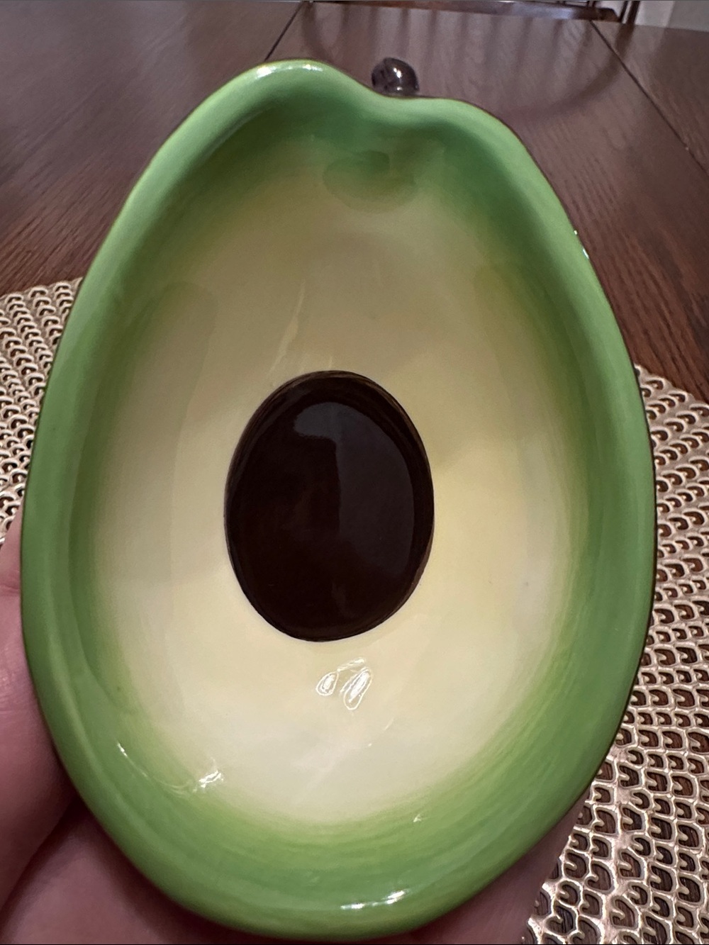 Green and Cream Ceramic Avocado Bowl
